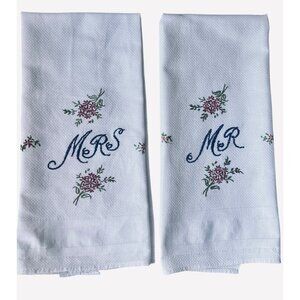 Mr. & Mrs. Hand Embroidered Tea Towels Set